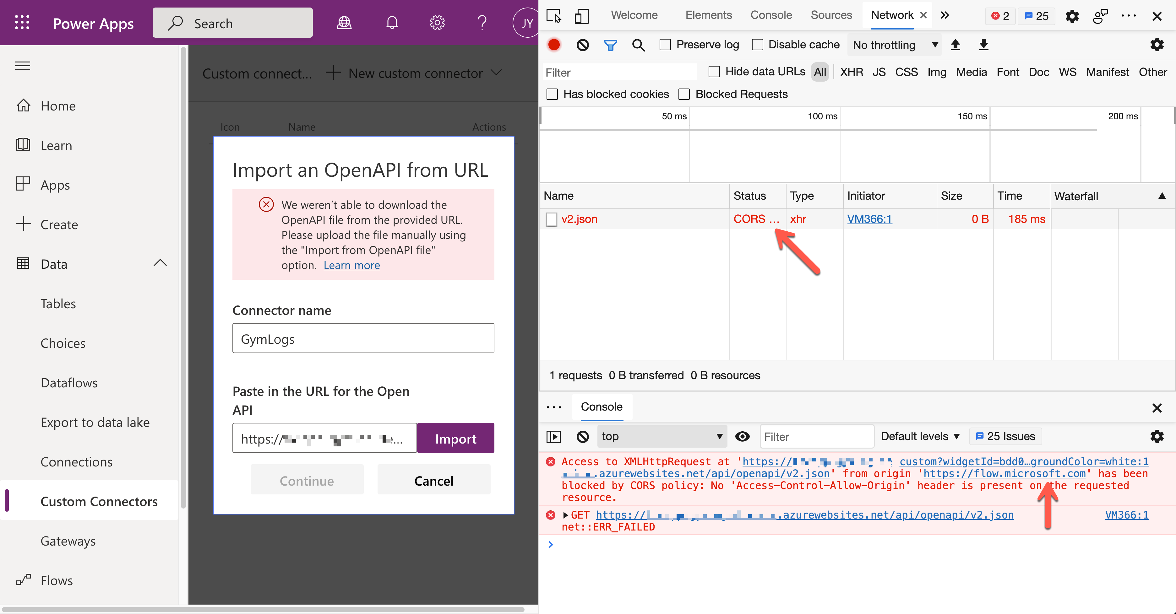 Import OpenAPI from URL CORS Error