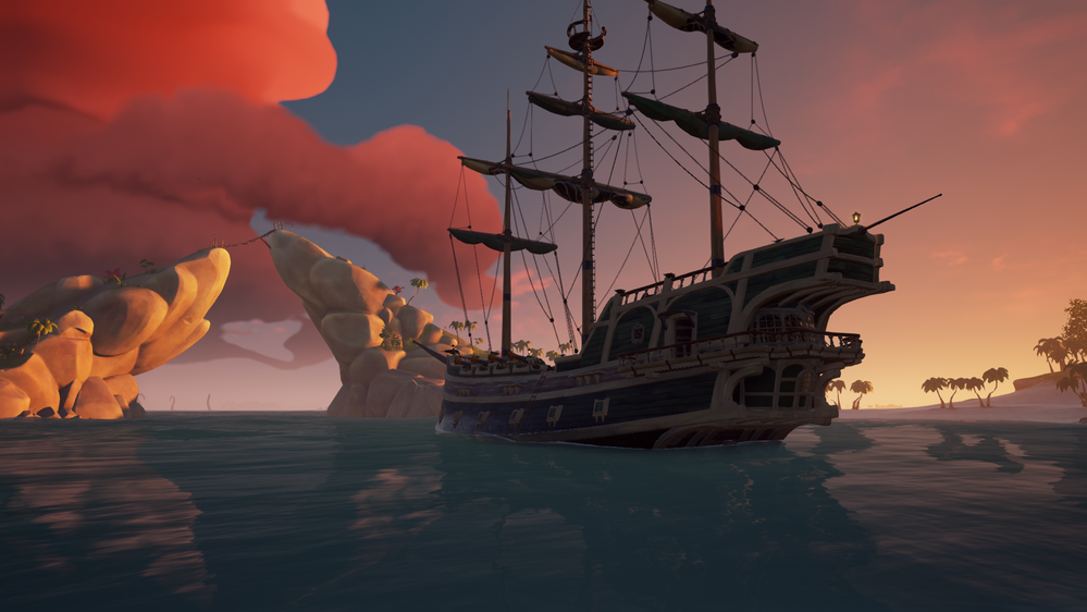 Sailing the Sea of Thieves in a three mast ship