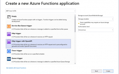 Create and Publish OpenAPI enabled Azure Functions with Visual Studio and .NET