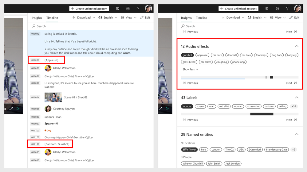 Audio effects found in the player page