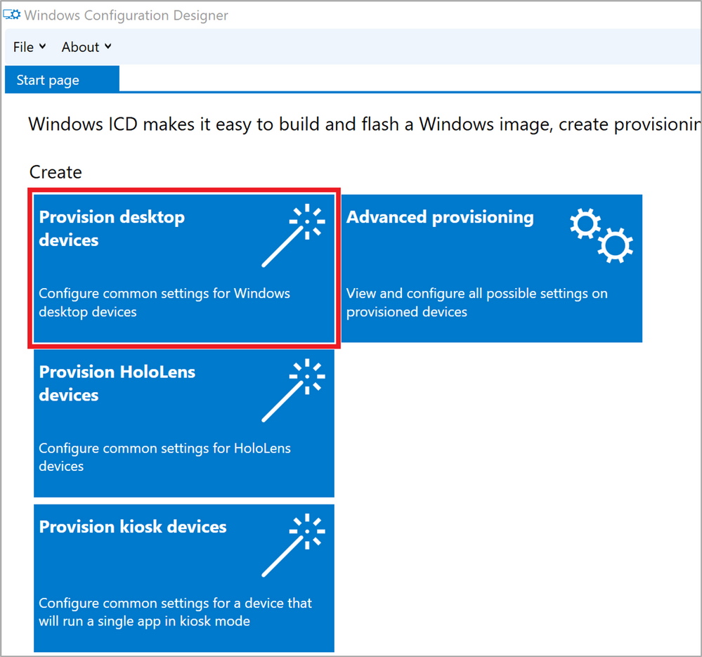 Figure 2: WCD Create profile