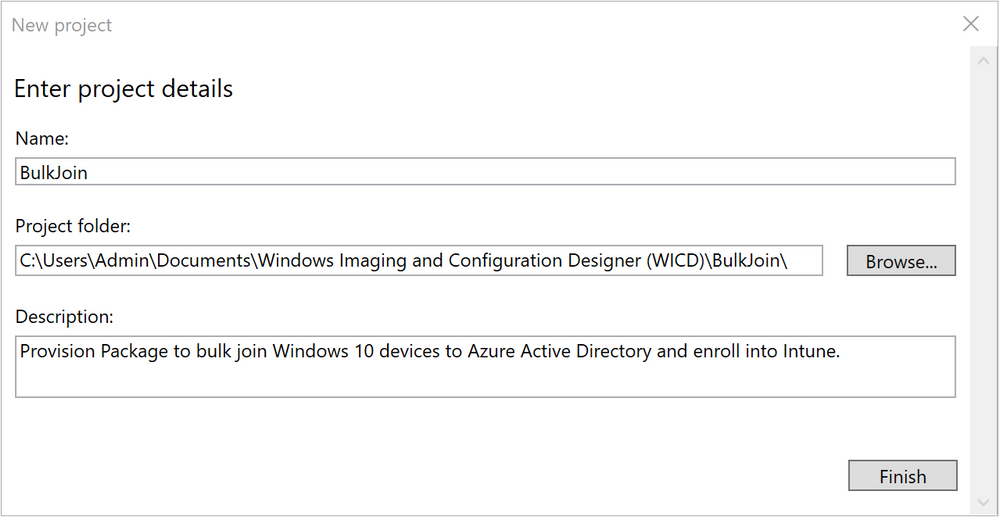 Figure 3: WCD Enter project details