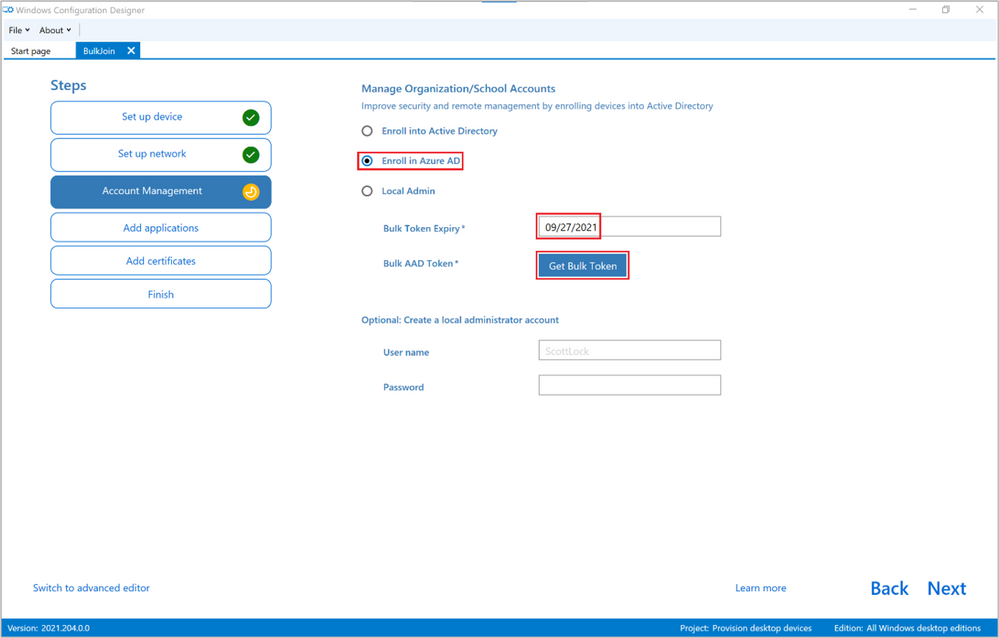 Figure 5: WCD Account Management