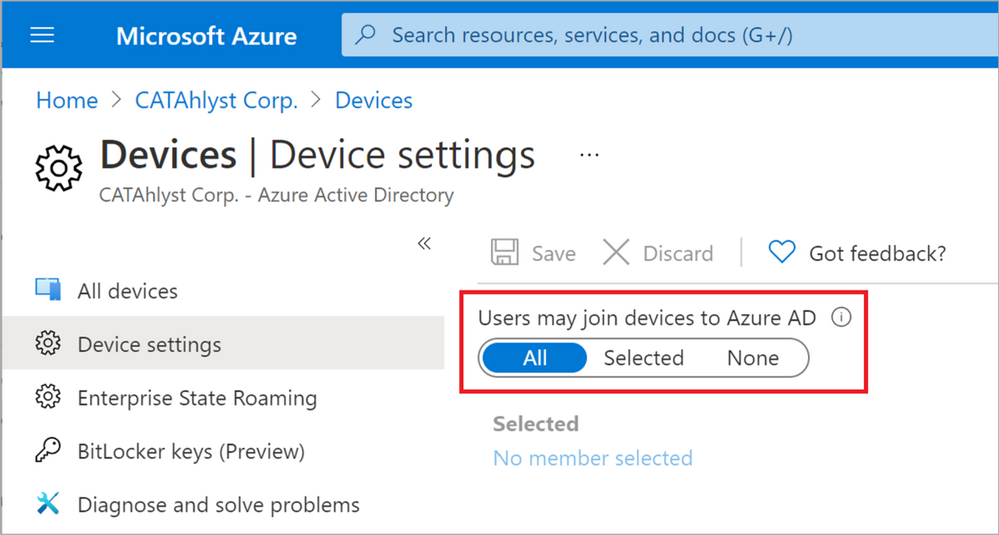 Figure 9: Users may join devices to Azure AD