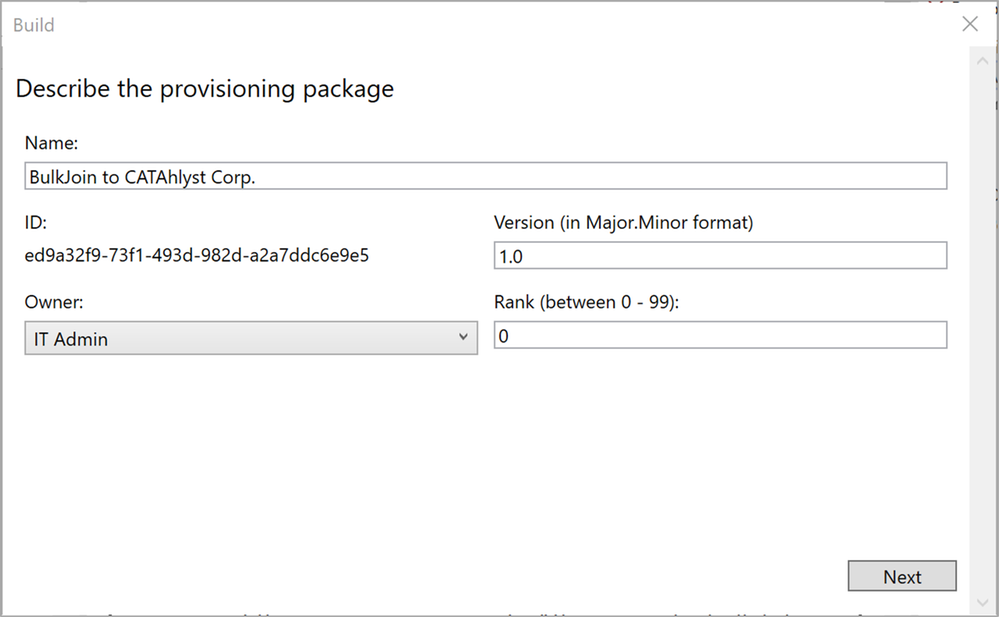 Figure 18: Describe the provisioning package