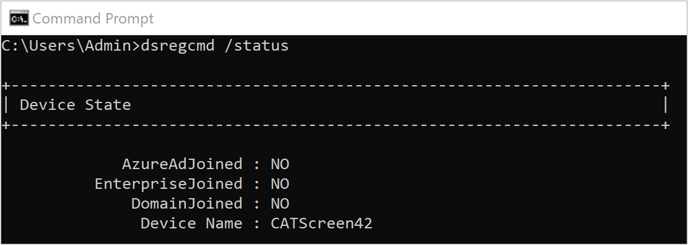 Figure 23: Device Domain Status - Pre Azure AD join