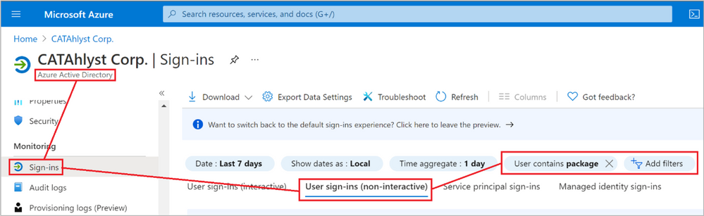 Figure 26: Azure AD Sign-in logs