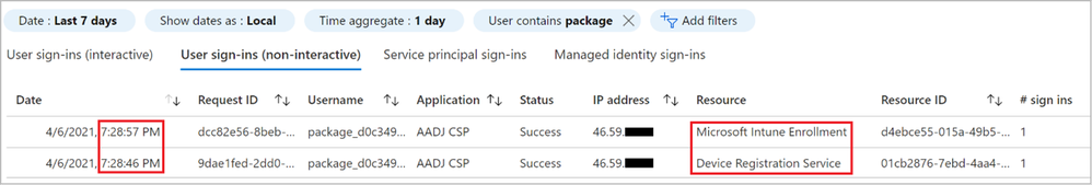 Figure 27: Sign-in log entries