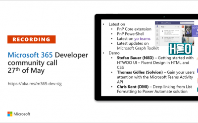 Microsoft 365 Developer Community Call recording – 27th of May, 2021