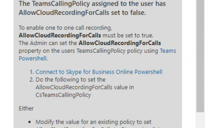 New Diagnostic: 1:1 Call Recording in Teams