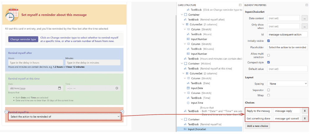 Input.ChoiceSet for dropdown menu
