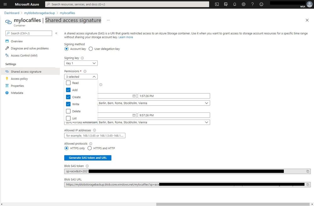 Azure Storage Account SAS Token