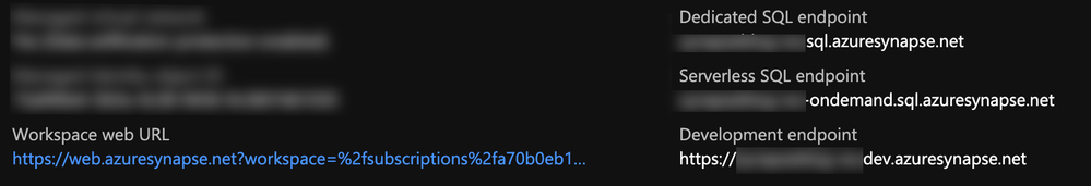 Synapse workspace endpoints