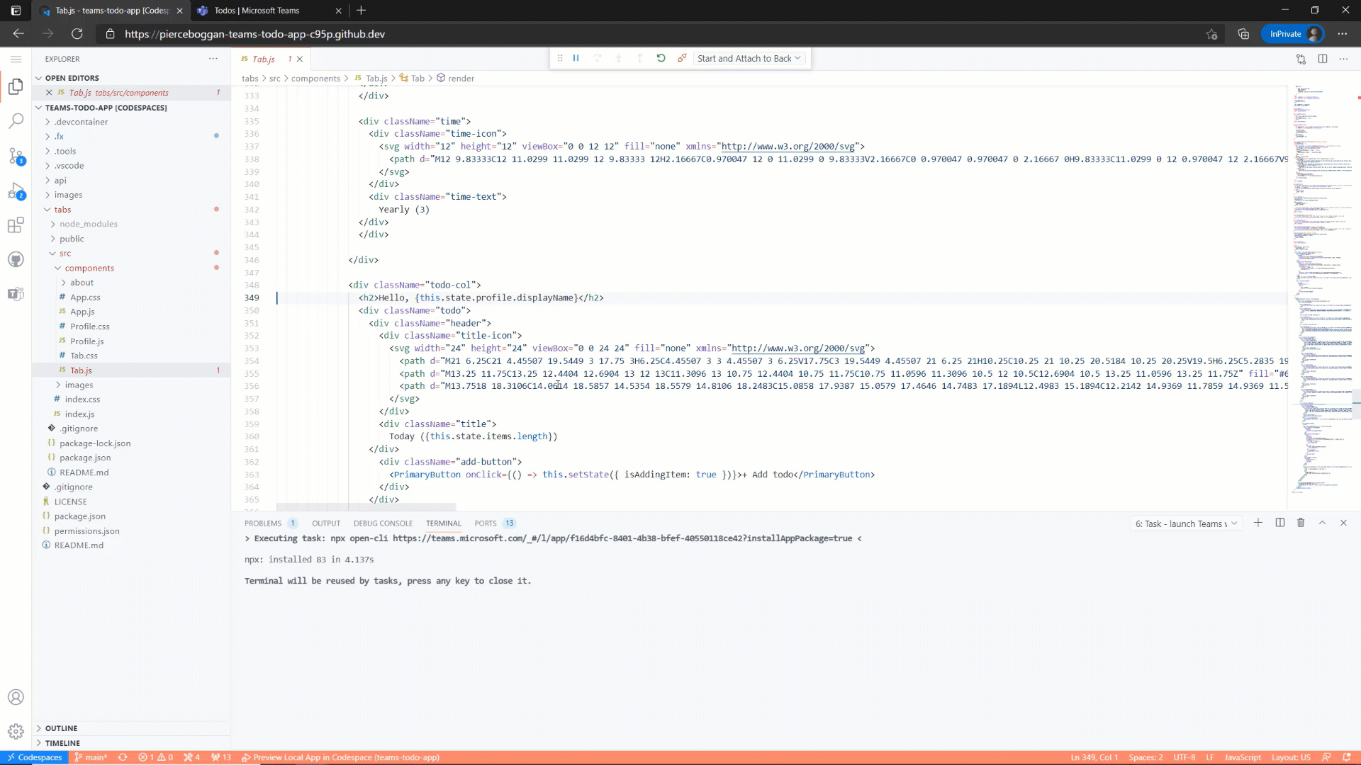 Visual demonstrating real time iteration with hot reload