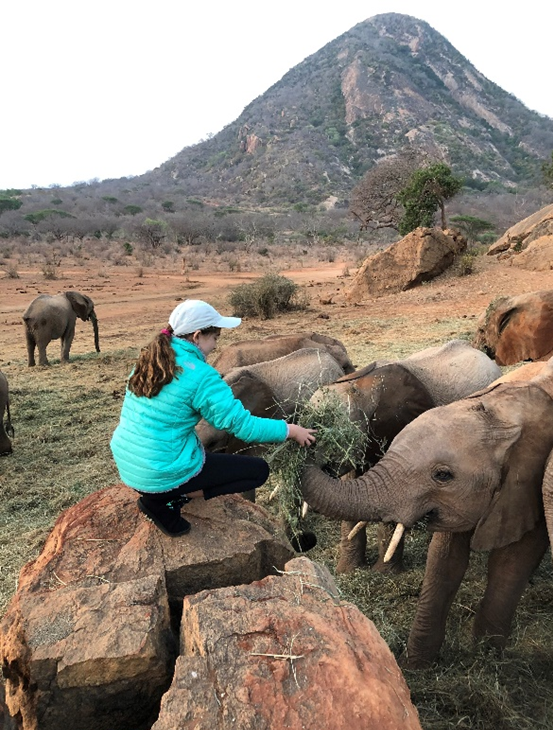 Kate with the orphans at the Sheldrick Wildlife Trust