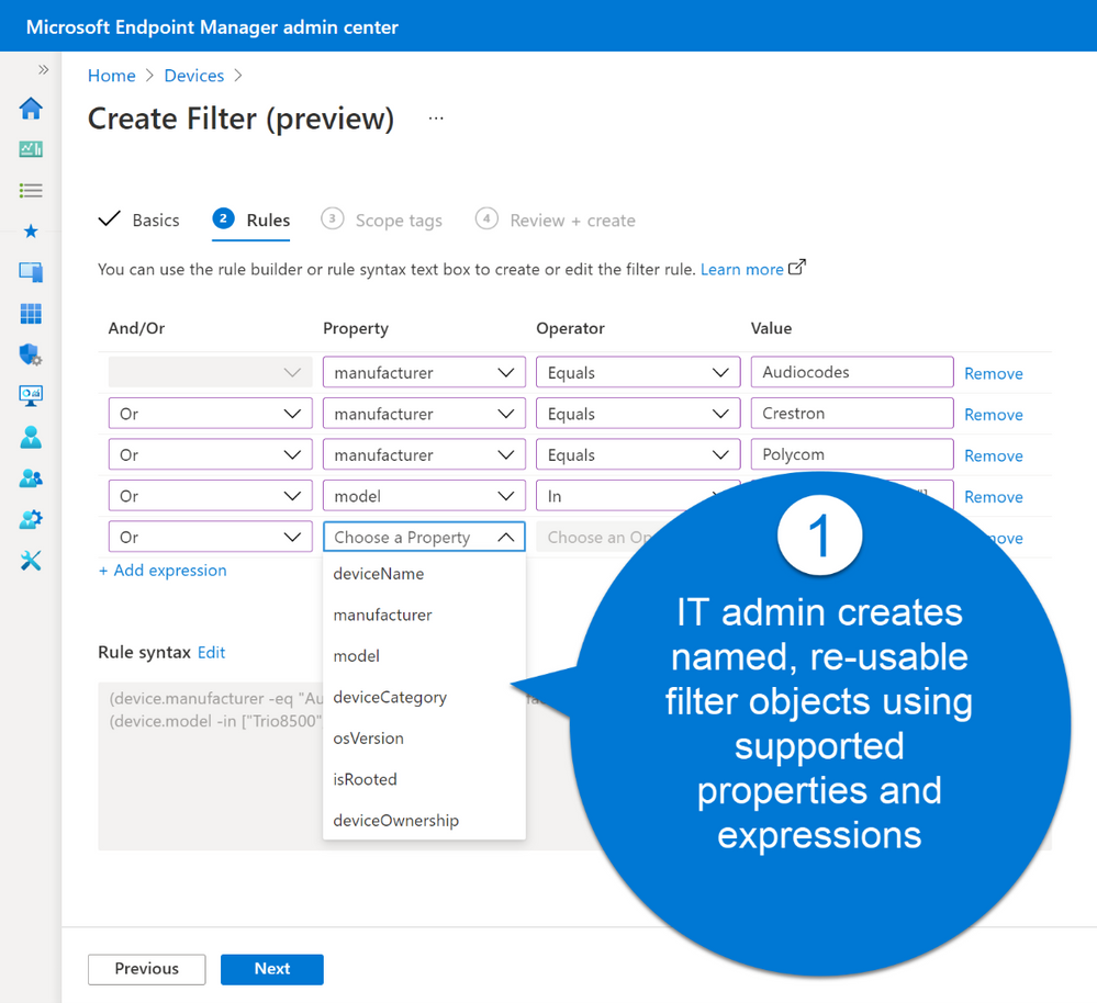 Microsoft Endpoint Manager admin center Create Filter (preview).png