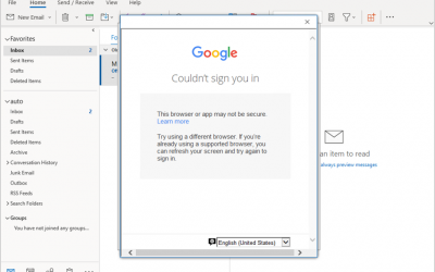 Support Tip: Users unable to add Google accounts to Outlook