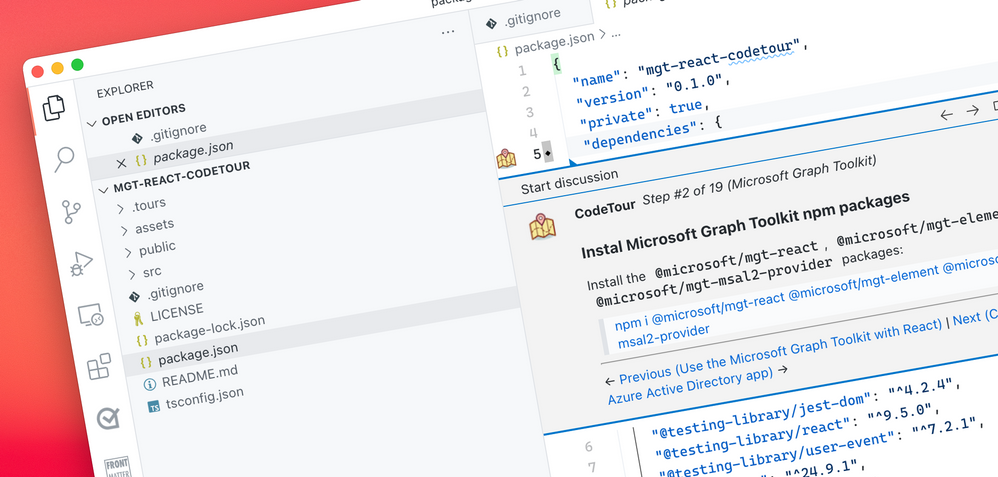 Learn Microsoft Graph Toolkit interactively with a code tour