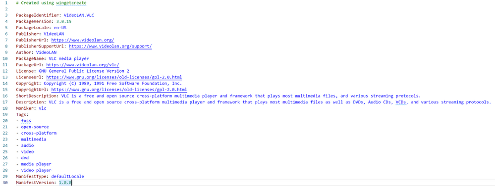 Tags inside the VLC manifest file