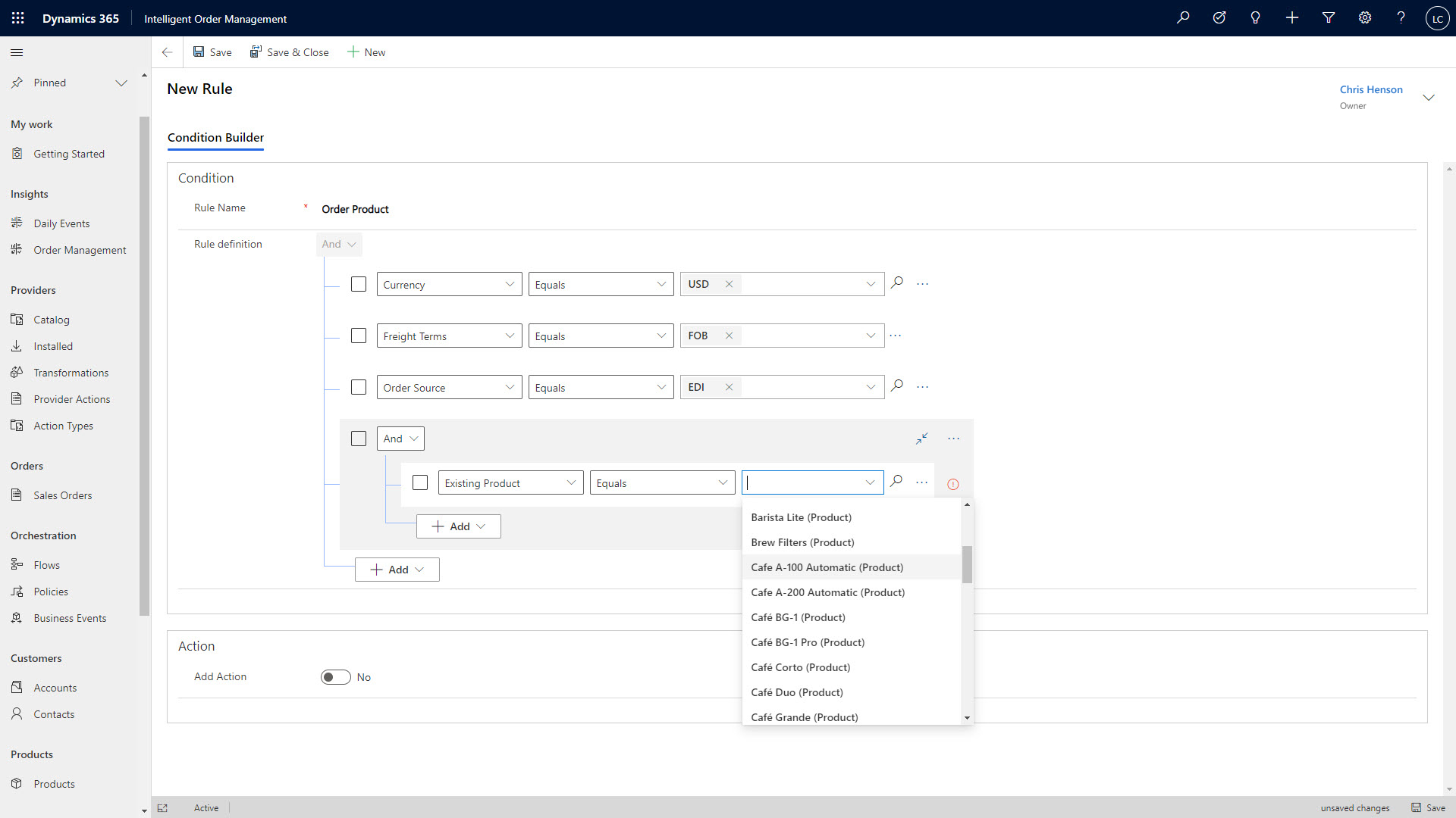 an example of rules-based order fulfillment orchestration