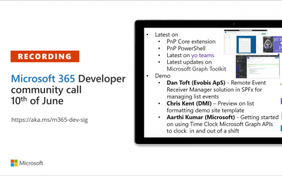 Microsoft 365 Developer Community Call recording – 10th of June, 2021