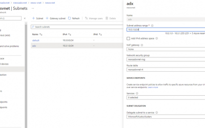 Azure Data Explorer and subnet delegation