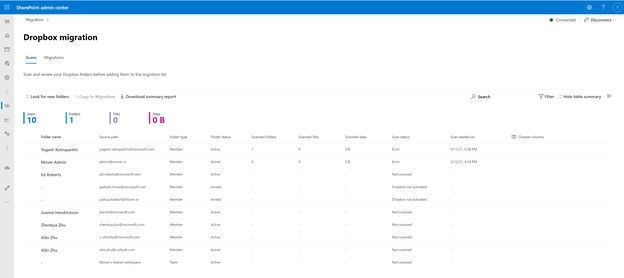 After clicking “Get Started” from the main Migration Manager page, Dropbox files and folders are scanned automatically. You can also review reports and logs pre-migration to investigate any possible issues that might block your migration.