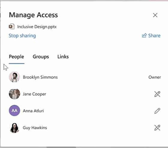 Updated manage access experience