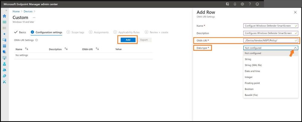 Selecting the Data Type