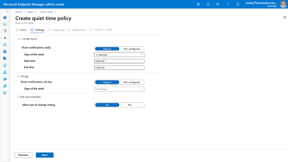 Introducing quiet time settings in Microsoft Endpoint Manager admin center