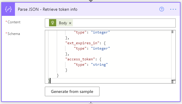 Retrieve token info JSON schema