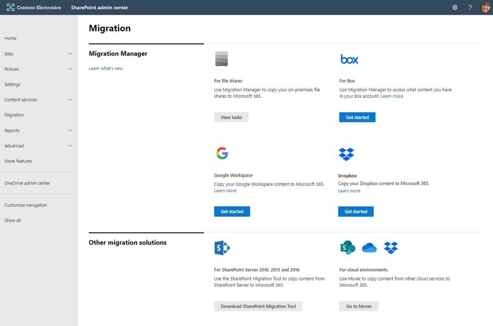 Connect your Box, Dropbox, or Google Workspace account to Microsoft 365 to move files and folder into OneDrive, SharePoint, and Microsoft Teams.