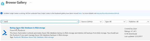 Automate exporting of azure sql database as .bacpac to blog storage.