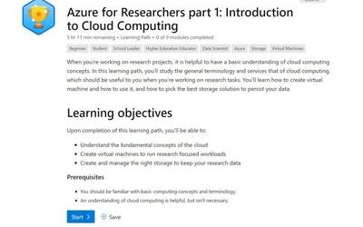 Azure for Researchers Microsoft Learn – Learning Pathways