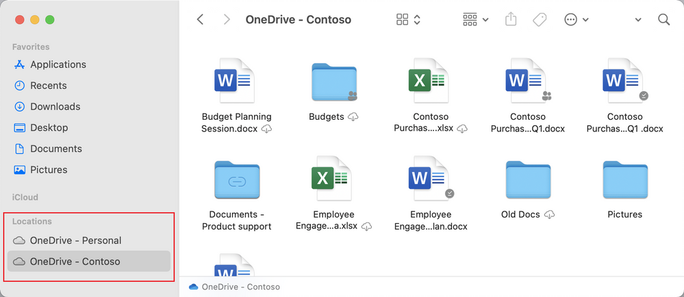 OneDrive folder will be visible under Locations in the Finder sidebar providing a native experience.