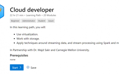 Carnegie Mellon University Cloud Developer Learning Path on Microsoft Learn
