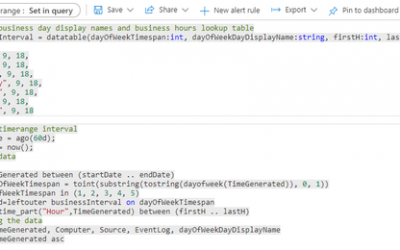 Azure Monitor – Restrict Log Analytics query results to business days and business hours