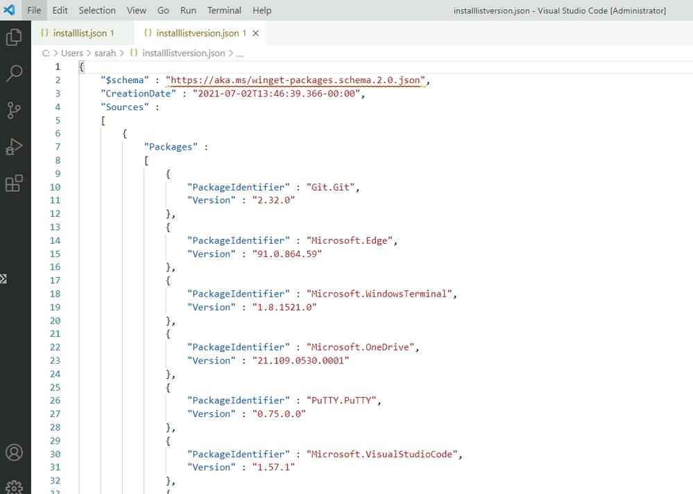 wingetexport4.PNG Windows Package Manager export list with versions