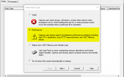 Memory dumps to study a high-CPU performance issue
