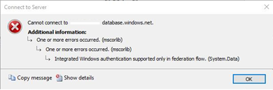 Troubleshooting Azure Active Directory Integrated Authentication in Azure SQL
