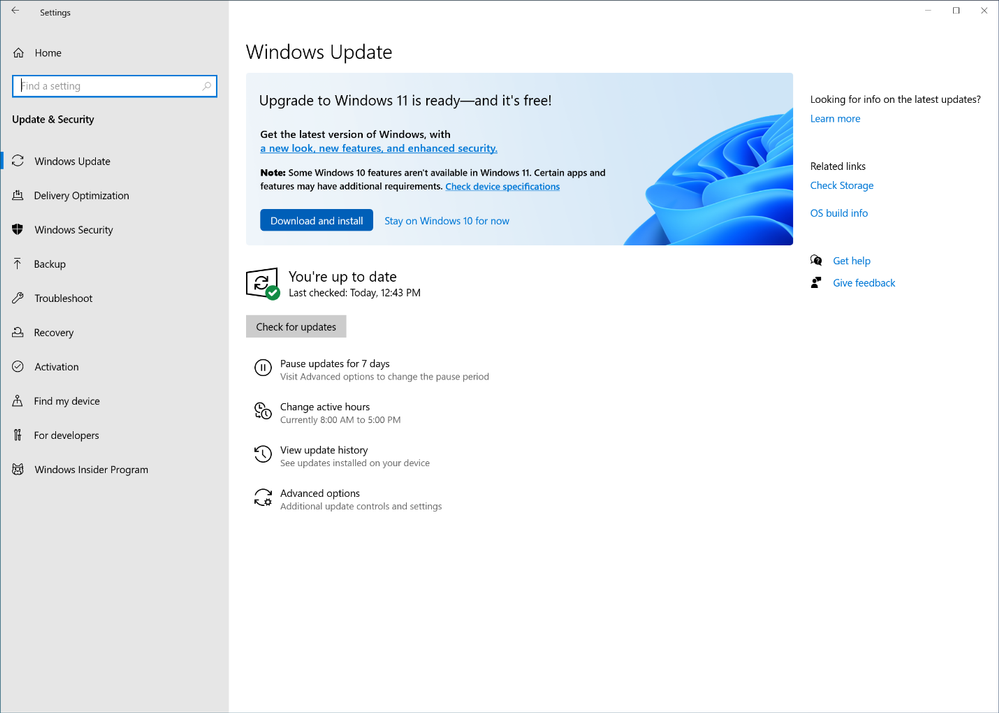 The Windows Update interface showing that upgrade to Windows 11 is ready and free.