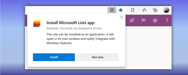 Install Microsoft Lists as a Progressive Web Apps (PWA) from your browser.