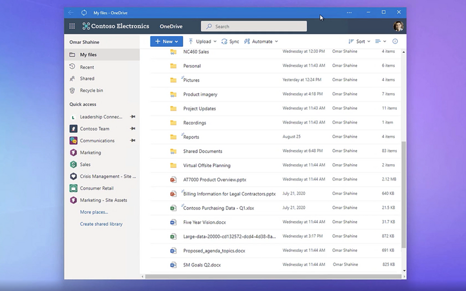 OneDrive as a PWA running on the Windows desktop.