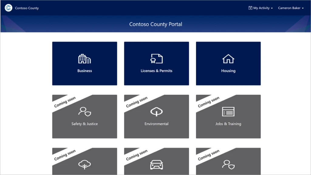 Screenshot of a sample web portal for county residents.