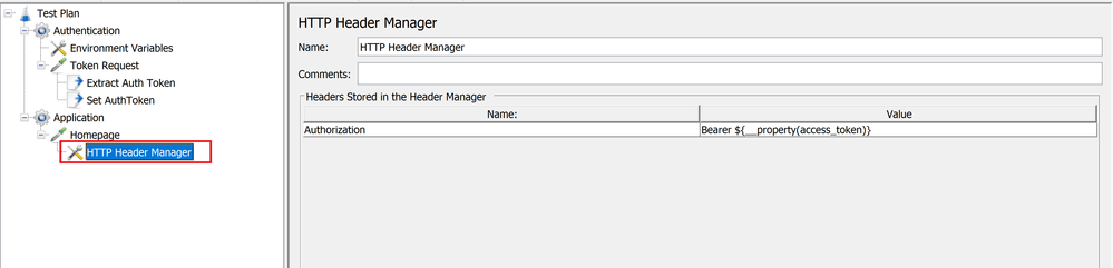 Configuring the header manager