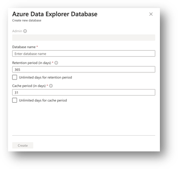 step 3 - azure data explorer - name database.png