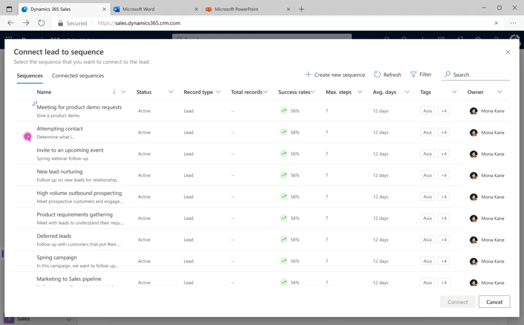 Support parallel working with multiple sequences in Dynamics 365 Sales 