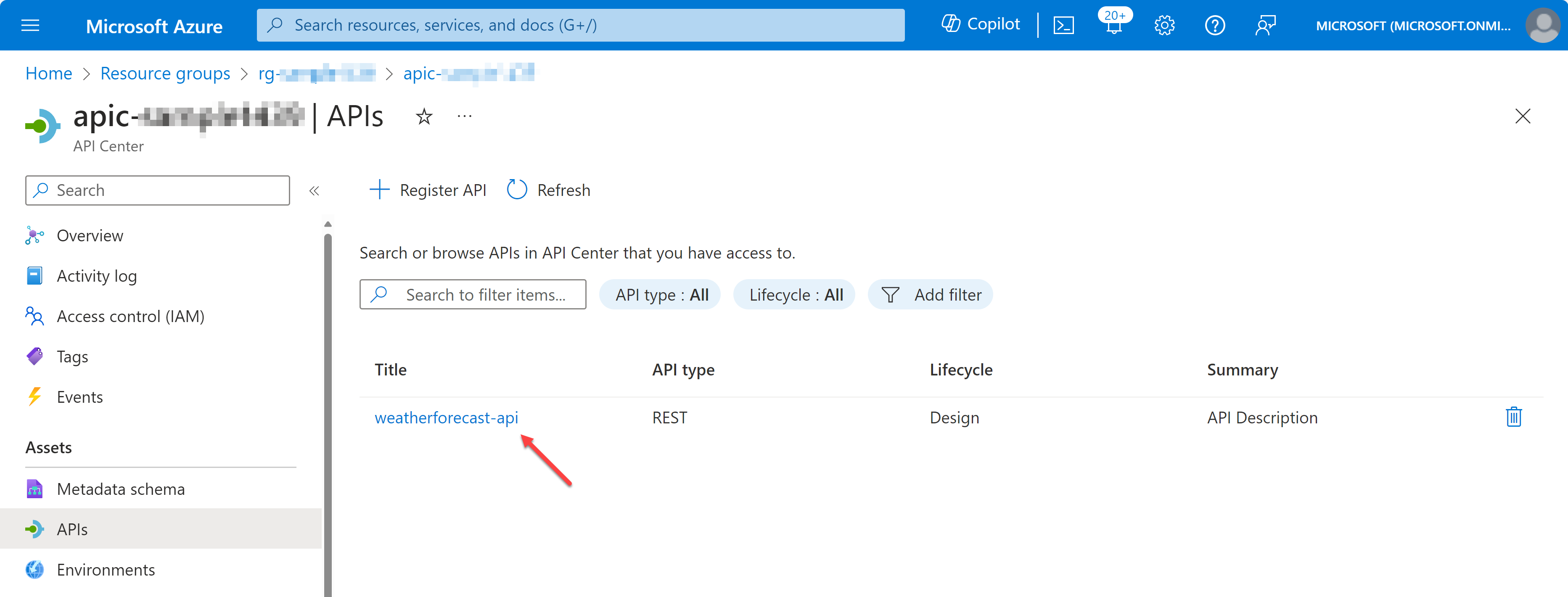 Registering API through Azure CLI