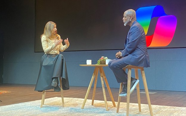 Figure 2: Vasu Jakkal and LeVar Burton discussing Star Trek's impact on technology and their hope for how generative AI will transform our world.