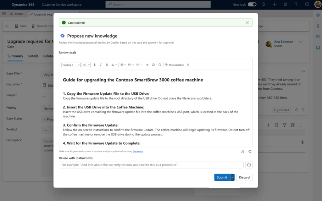 Empower agents to draft case-based knowledge articles with Copilot